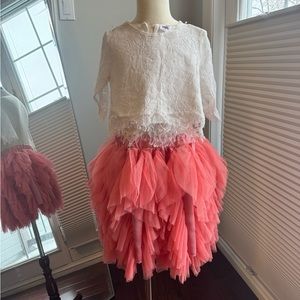 Boutique Brand | 2 Piece | Lace 3/4 Sleeved Blouse and Ruffle Midi Skirt | 4T